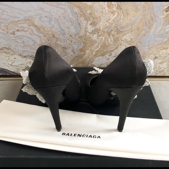 New Balenciaga Talin Slash Crystal BlackPump Heels - Picture 7 of 8